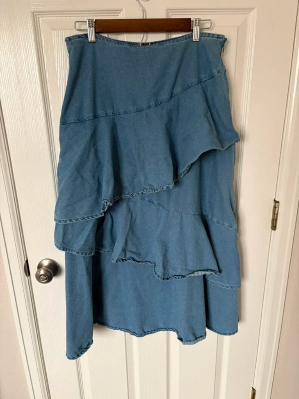 SHEIN blue denim layered maxi skirt - Size L